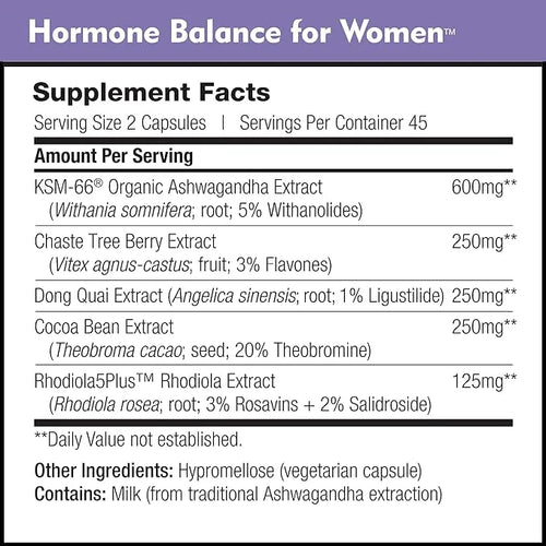 Hormone Balance for Women - Natural Mood Supplement - PMS Relief and Menopause Support | Featuring Clinically Studied KSM-...