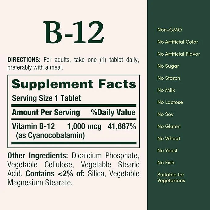 Nature's Bounty Vitamin B12, Supports Energy 1000mcg, 200 200 Ct