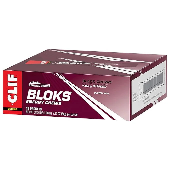 CLIF BLOKS - Black Cherry Flavor with Caffeine - Energy Chews - Non-GMO - Plant Based - Fast Fuel for Cycling and Running ...