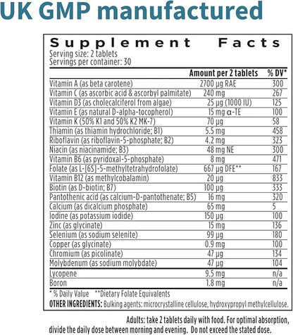 Methylated Men's Multivitamin, MTHFR Supplement 60 Tablets, 2-a-Day, Non-GMO,