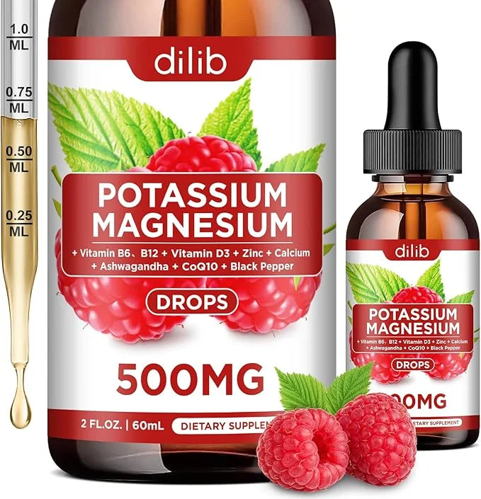 Potassium Magnesium Citrate Supplement, Liquid Magnesium Citrate Drops 500mg with Ashwagandha, Calcium, Zinc, Vitamin D3, ...