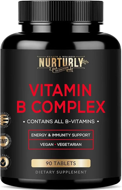 Vitamin B Complex B1, B2, B2, B3, B3, B5, B5, B6, B6, B7, B7, B9, B9, B12 B12 and 90 Tablets