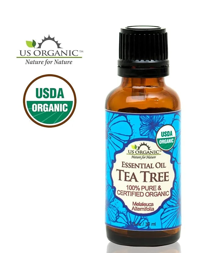 US Organic 100% Pure Tea Tree Essential Oil, Steam Distilled, USDA Certified Organic, for Hair, Skin, Scalp, Foot, Toenail...