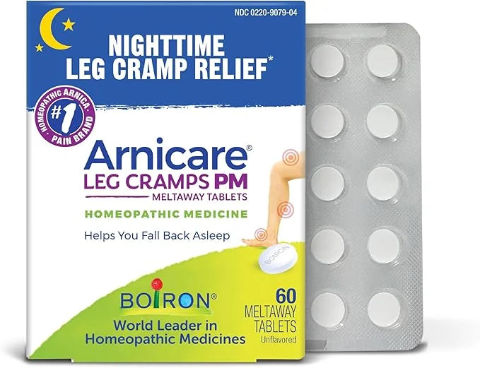 Boiron Arnicare Leg Cramps PM for Nighttime Relief from Cramping and Stiffness in Feet or Calves - 60 Tablets - Product Image