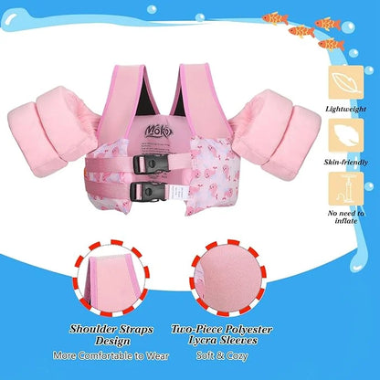 Moko Toddler Swim Vest for Kids, 20-50 lbs/22-66 lbs Clearance Swim Arm Band Cartoon Swimming Wings Pool Float Vests Sleev...