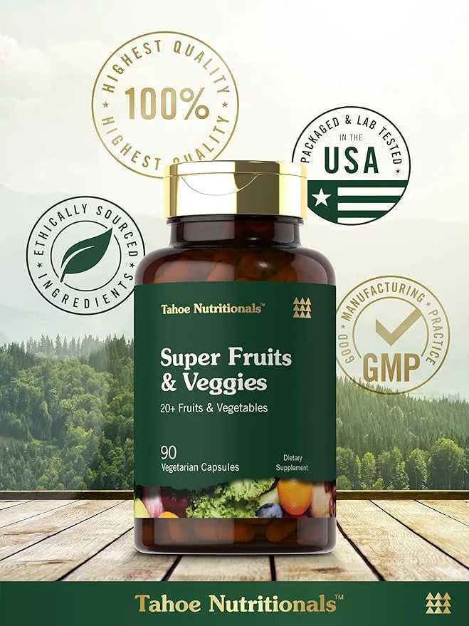 Tahoe Nutritionals Super Fruits and Veggies Capsules | 90 Count | Vegetarian, Non-GMO and Gluten Free Supplement - Product...
