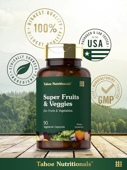 Tahoe Nutritionals Super Fruits and Veggies Capsules | 90 Count | Vegetarian, Non-GMO and Gluten Free Supplement - Product...