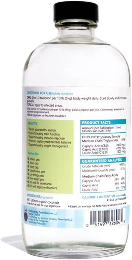 CocoTherapy Triplex MCT-3 Oil, Non-GMO, 100% Pure and Natural, 16 oz. - Product Image
