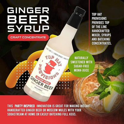 Top Hat Keto Sugar Free Diet Ginger Beer Syrup - Made with Organic Monk Fruit – Zero Sugar Ginger Syrup for Soda Makers - ...
