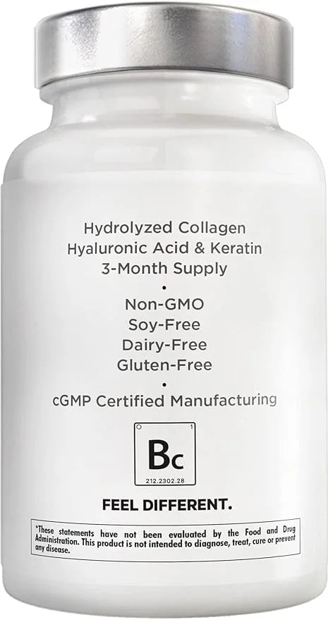 Amen Biotin Collagen Vitamins+ Advanced Hair, 10,000mcg Biotin, 3-Month Supply, 90 Capsules