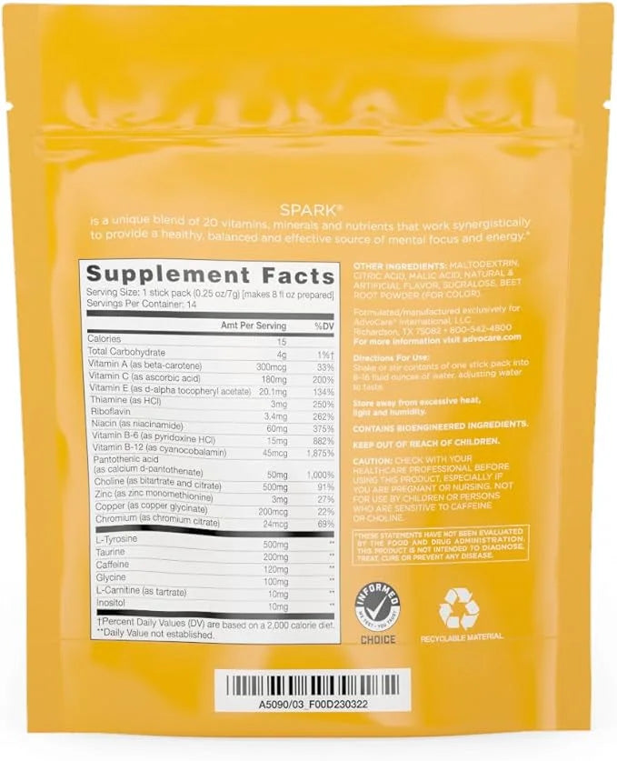 AdvoCare Spark Vitamin & Amino Acid Supplement - Focus & Energy Drink Powder Mix with Vitamin A, B-6, C & E - Also Include...
