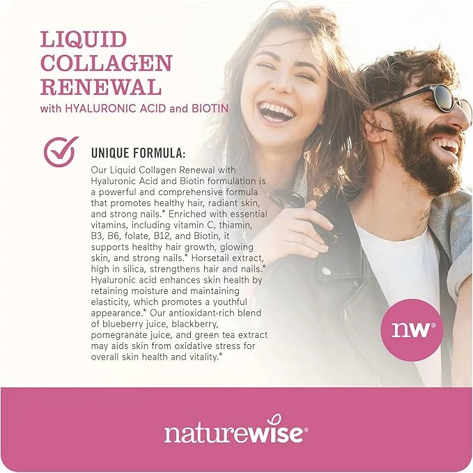 NatureWise Liquid Collagen for Women & 4000mg, Collagen 1 & 3 - 30 Tubes
