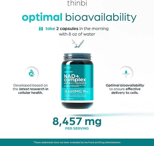 NAD Supplement 8457 mg – Extra Strength NMN Alternative Liposomal NAD+ for Women & Men w/ Urolithin A, Resveratrol, CoQ10,...