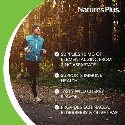 Natures Plus Herbal Actives ImmunActin Zinc Lozenges 10 mg 60 Vegan 60 Servings
