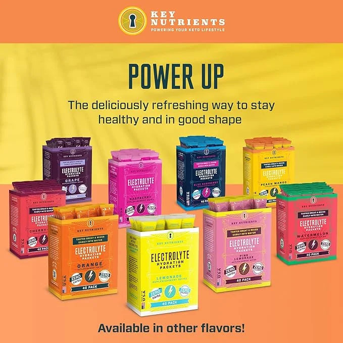 KEY NUTRIENTS Multivitamin Electrolytes Powder Packets - Tropical Peach Mango Post Workout and Recovery 40 Pack Hydration ...