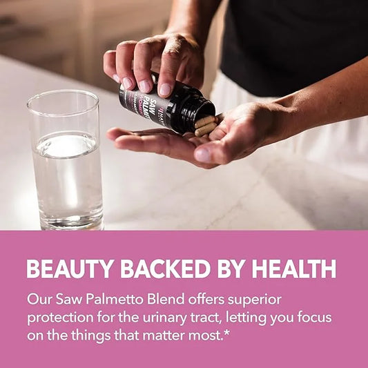 Saw Palmetto for Women with Biotin 5000mcg - Powerful DHT Blocker to Support Hair, Skin, and Nail Health - 120 Count - Veg...