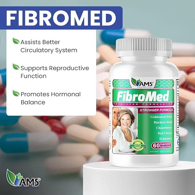 America Medic & Science FibroMed (60 Capsules) | Hormonal Balance Supplement for Women | with Chasteberry, Red Clover, Ech...