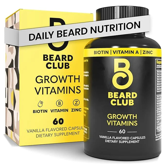 The Beard Club - Biotin Beard Growth Vitamins - Support A Thicker Fuller Beard, Fill in Patches - Minerals & Multi-Vitamin...