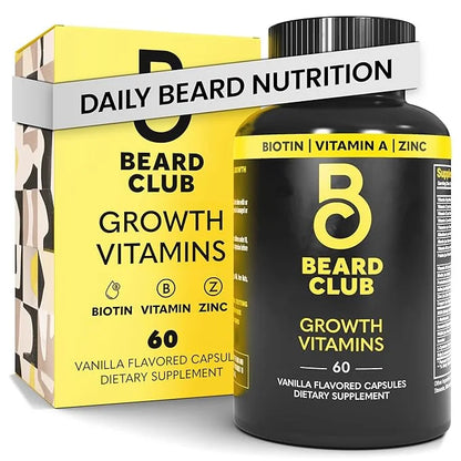 The Beard Club - Biotin Beard Growth Vitamins - Support A Thicker Fuller Beard, Fill in Patches - Minerals & Multi-Vitamin...