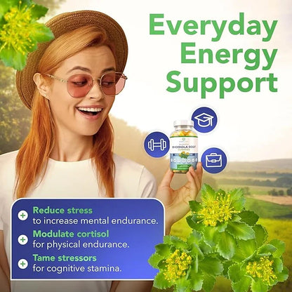 Sugar-Free Rhodiola Rosea Gummies (1500mg/Serving) Adaptogenic 60 Vegan