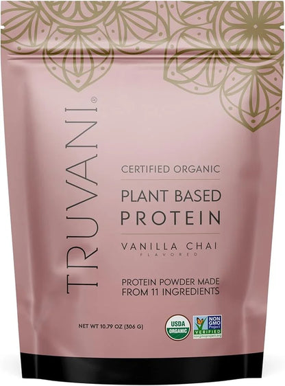 Truvani Vegan Pea Protein Powder | Vanilla Chai | 20g Organic Plant Based Protein | 10 Servings | Keto | Gluten & Dairy Fr...