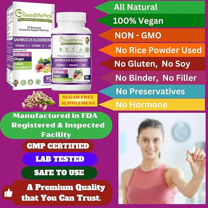 7 in 1 Elderberry with ZINC, 90 ct,