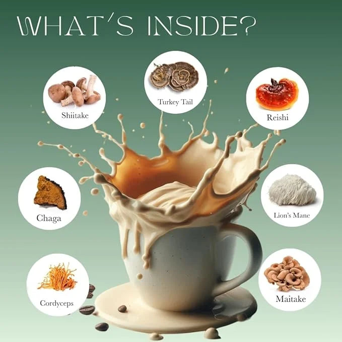 Mushroom Coffee with MCT Oil Blend of 7 Adaptogenic Mushrooms Enhanced Focus, Energy – Instant Creamy Coffee Mix Premium Q...