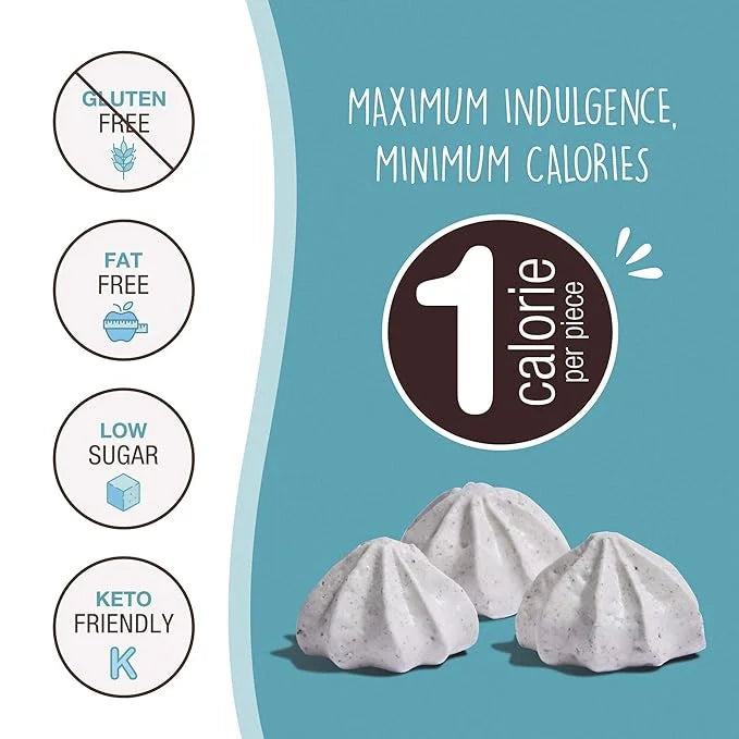 Don't Worry Meringue Cookies Keto Friendly - Cappucino & Cookies and Cream, Only 1 Calorie per piece!, Healthy Candy, Glut...