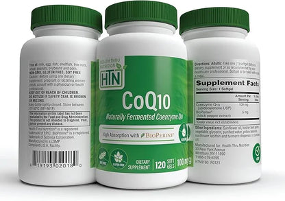 Health Thru Nutrition CoQ-10 100mg 120 Softgels Q10 | 3rd Party