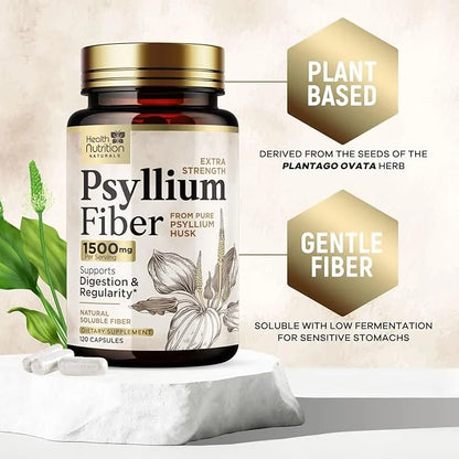 High Absorption Psyllium Husk Capsules 1500mg 120 Fiber
