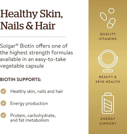 Solgar Biotin 10,000 mcg, 60 Vegetable Capsules 60 Servings