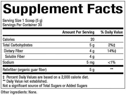 Natural Factors, Organic Low FODMAP Reliefiber, 5.3 Oz
