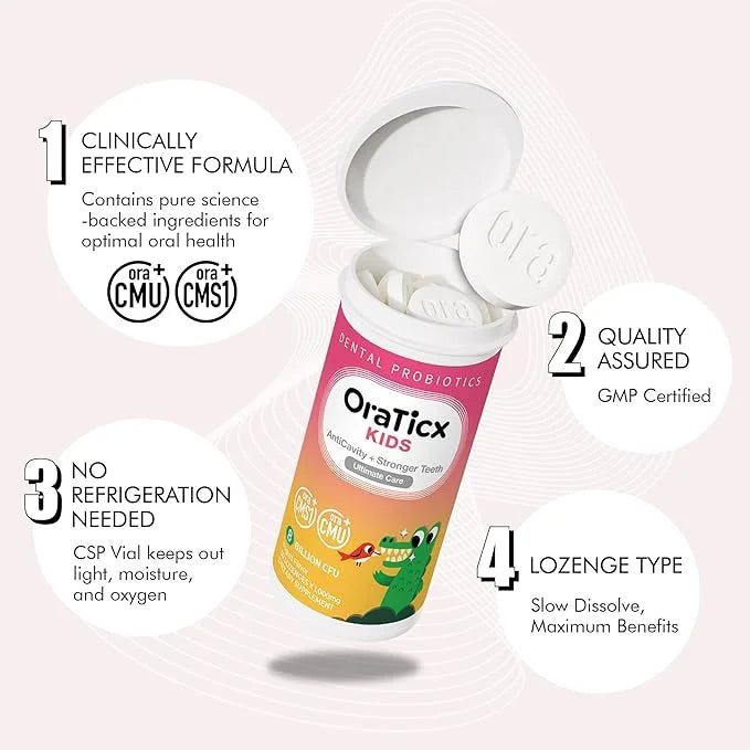Kids Dental Probiotics for Anti-Cavity + Healthy Teeth and Gums, 8 Billion CFU Probiotics for Oral Health, Sugar Free Yogu...
