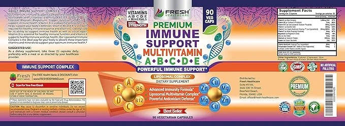 Immune Support Multivitamin for Men and B6, B12 B12 - 90 Vegan