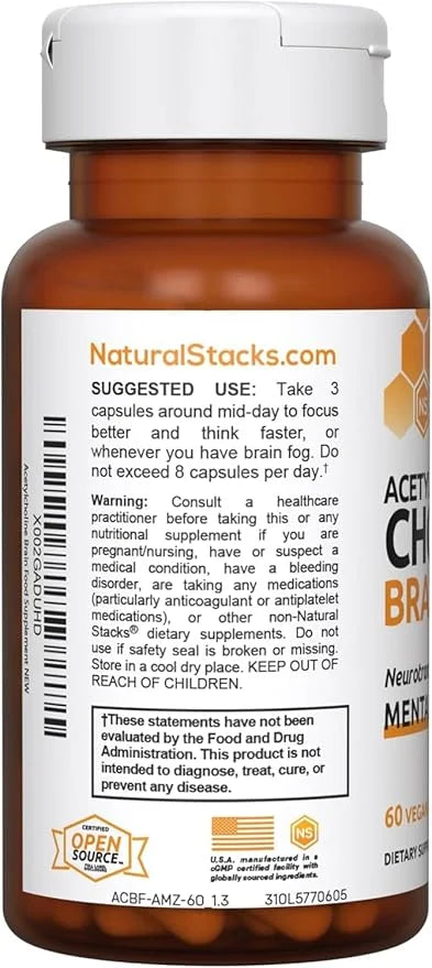 Acetylcholine Brain Food - Acetyl L-Carnitine & Alpha GPC Supplement - Supports Production of Acetylcholine - Neurotransmi...