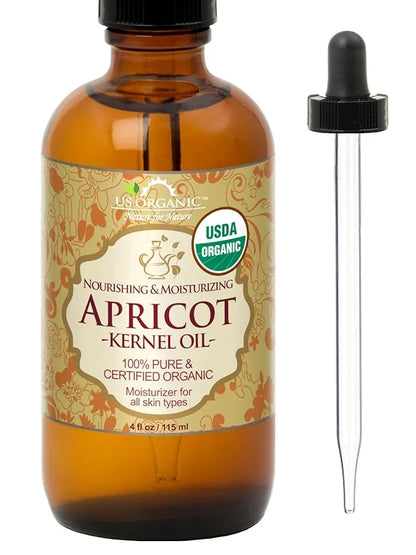 US Organic Apricot Kernel Oil, USDA Certified Organic,100% Pure & Natural, Cold Pressed Virgin, Unrefined in Amber Glass B...