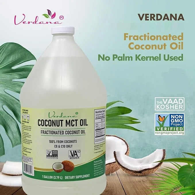 Verdana Coconut MCT Oil, Fractionated, Genuine 100% Coconut Derived, Kosher Food Grade, Vegan, NON-GMO, Great for Keto and...