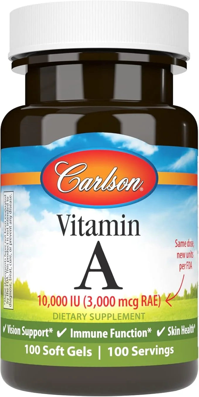Carlson - Vitamin A, 10000 IU (3000 mcg 100 Softgels