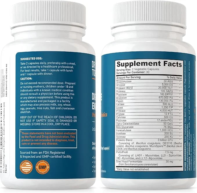 Dr. Tobias Digestive Enzymes with Probiotics, 60 Capsules, 30 Servings (2 Daily)
