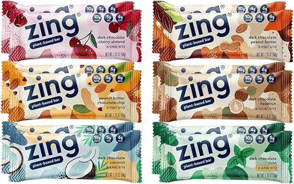 Zing Vegan Protein Bars Variety Pack - Top 6 Flavors, Gluten Free Nutrition Bars, High Protein & Fiber, Soy Free, Dairy Fr...