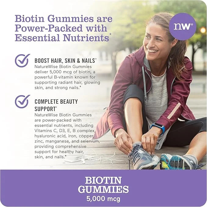 NatureWise Biotin Gummies B7 5000mcg 5000mcg Supports 180 Count[3-Month Count[3-Month Supply]