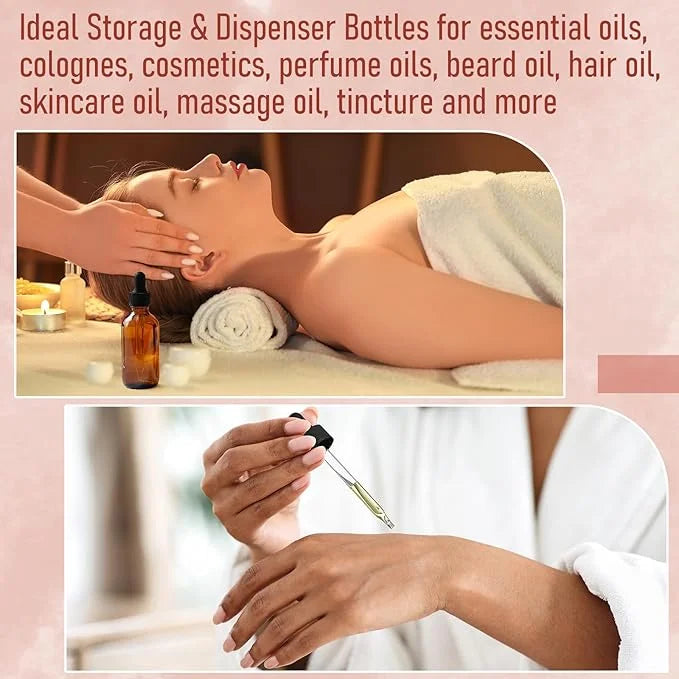4 Pack, 2 oz Dropper Bottles with 2pcs Glass Pipettes(1ml) - Essential Oils Bottles for Health, Personal Care & Beauty - 6...