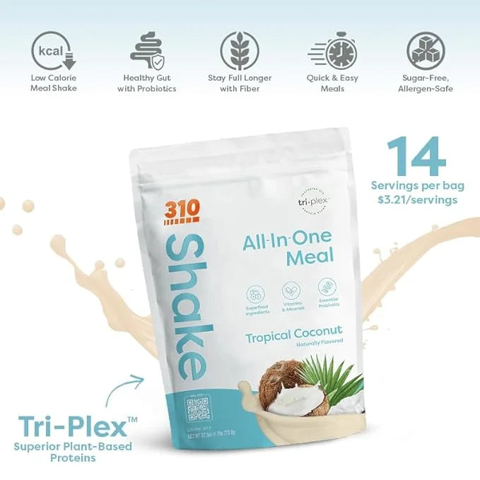 310 Nutrition Meal Replacement Shake - Fiber-Rich Vegan Superfood Blend - Low Carb, Keto & Paleo Friendly, Gluten-Free, 26...