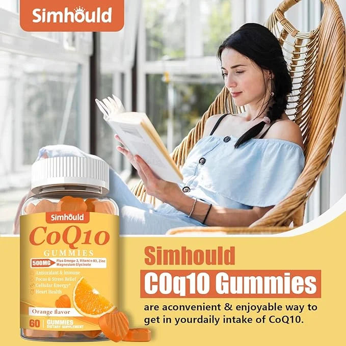 2 Pack CoQ10 500MG Gummies Omega-3, Magnesium, B3 & 3X Better Q10 Supplements 120 Counts