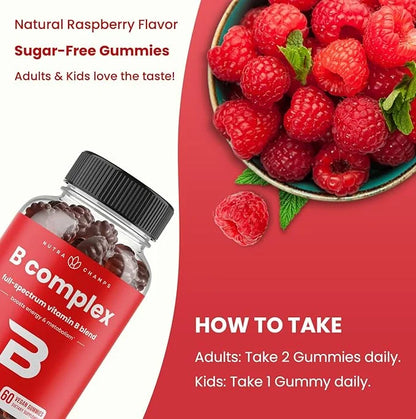 Vitamin B Complex Gummies B1, B2 B2 (Riboflavin), B3 (Niacin), B5, B6, B6, B7 B7 (Biotin), B9 (Folic B12