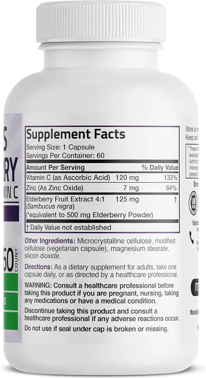 Bronson Sambucus Elderberry with Zinc & 60 Vegetarian