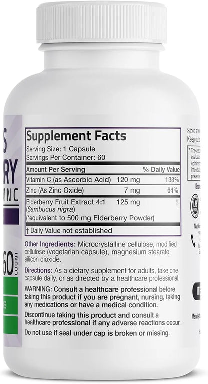 Bronson Sambucus Elderberry with Zinc & 60 Vegetarian