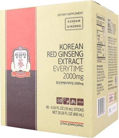 JungKwanJang Ginseng Everytime Extract Stick 2000mg, Brain 60 Count