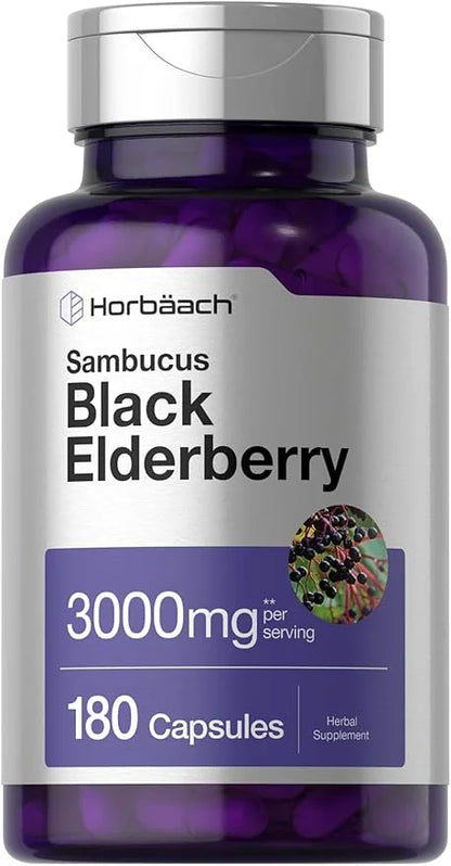 Horbäach Black Elderberry 3000mg Capsules 180 Count