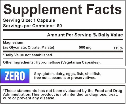 Crown Elite Premium High Absorption Magnesium 500mg, 2 2 Month